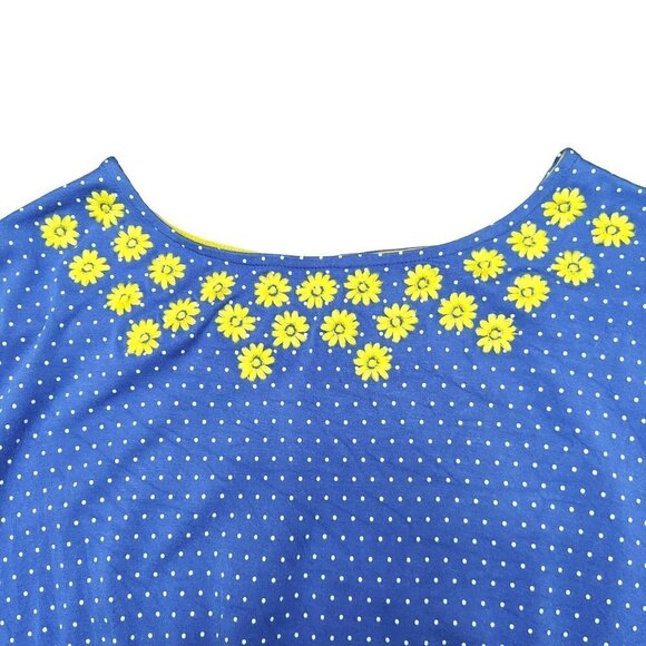 Tommy Hilfiger Girl's Short Sleeve Embroidered Polka Dot A-line Dress - Picture 3 of 6